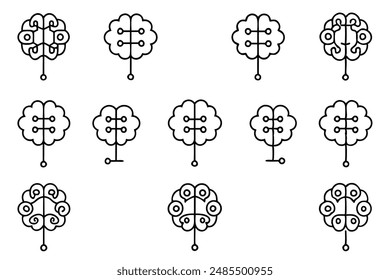 Diseño de arte de línea de circuito cerebral