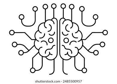 Línea de circuito cerebral diseño de arte intrincada ilustración