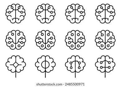 Dibujo técnico de diseño de arte de línea de circuito cerebral