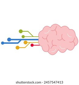 Brain with circuit line style icon. device network connection.
 vector design