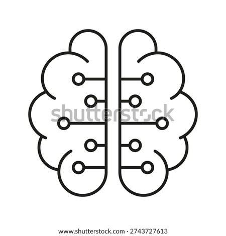 Brain With Circuit Lines Line Icon. Artificial Intelligence And Neural Network Outline Symbol. Technology And Innovation In Machine Learning. Editable Stroke. Isolated Vector Illustration.