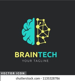 Logotipo/icono de circuito y cerebro