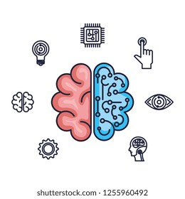 brain with circuit and tech icons
