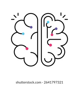 Brain Circuit Vector Filled outline illustration style icon. EPS 10 file