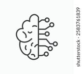 Brain circuit vector icon isolated in black line