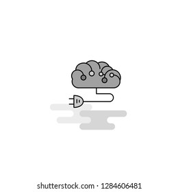 Brain circuit  Web Icon. Flat Line Filled Gray Icon Vector