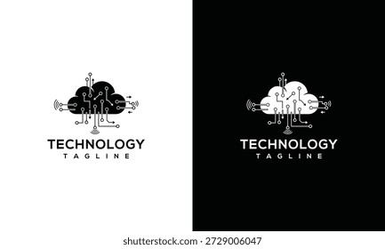 Un cerebro y circuitos se fusionaron, simbolizando la tecnología, desde un punto de vista frontal y cercano, en un estilo de ilustración minimalista