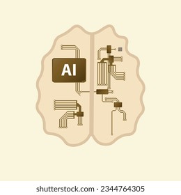 Brain with circuits and with the word AI, artificial intelligence concept