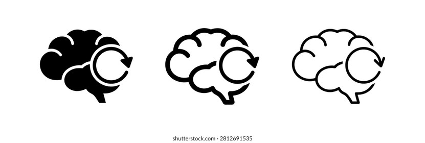 Brain with circular arrow icons, symbolizing learning and memory concepts