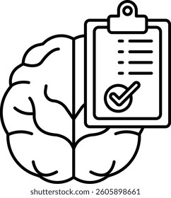 A brain with a clipboard on top of it