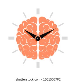 Brain with clock. The Circadian rhythm concept. 