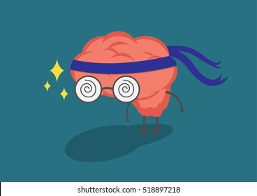 Brain cloth headband represents the efforts of research and development.Vector and illustration cute brain cartoon.