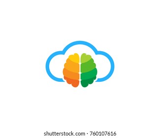 Brain Cloud Icon Logo Design Element