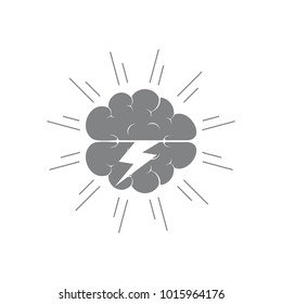 Brain, cloud lightning symbol logo vector
