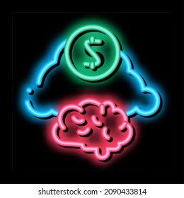 Brain Cloud Money Neon Leuchtzeichen Vektor. Glühendes Symbol Brain Cloud Money isometrisches Zeichen. transparente Symbolillustration