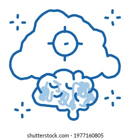 brain cloud target sketch icon vector. Hand drawn blue doodle line art brain cloud target sign. isolated symbol illustration