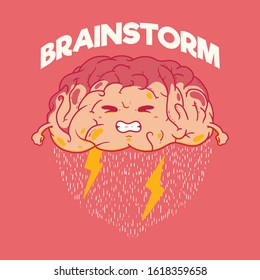 Brain cloud vector illustration. Brainstorm, lightning design concept