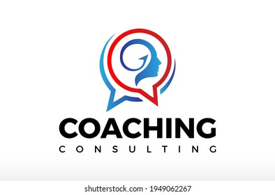 Brain Coaching Consulting Logo Design Vector Icon Illustration.