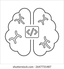 Brain Code Icon, Line Vector graphics