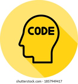 brain, code icon long shadow