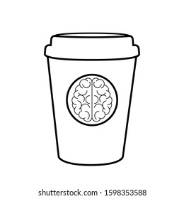 brain and coffee cup vector illustration white background