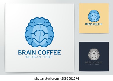 Gehirnkaffee-Logo Designs Inspiration einzeln auf weißem Hintergrund