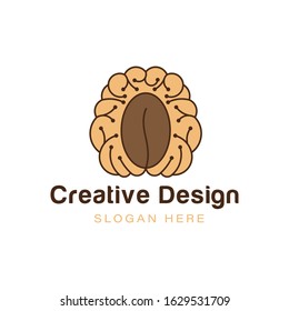 brain coffee logo Ideas. Inspiration logo design. Template Vector Illustration. Isolated On White Background
