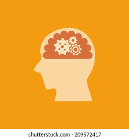 Brain with cogs - vector template