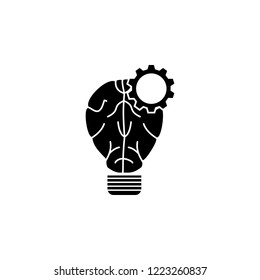 Brain and cogwheel bulb icon. Element of Problem solving. Premium quality graphic design. Signs and symbols collection icon for websites, web design, mobile app on white background