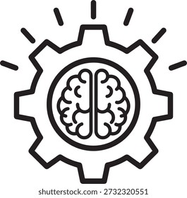 Ícone da roda dentada cerebral simbolizando inteligência e inovação