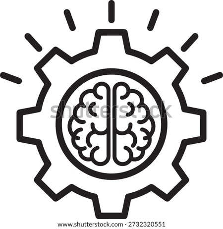 Brain cogwheel icon symbolizing intelligence and innovation