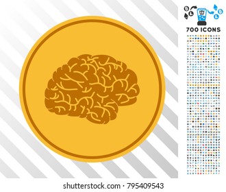 Brain Coin pictograph with 700 bonus bitcoin mining and blockchain pictograms. Vector illustration style is flat iconic symbols design for crypto-currency websites.