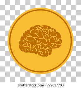 Brain Coin vector pictogram. Illustration style is flat iconic symbol on a chess transparent background.