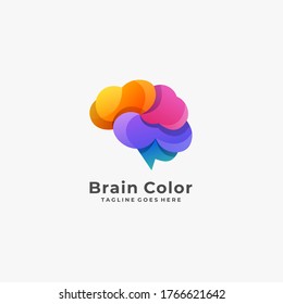 Brain Color With Cloud Illustration Vector logo.