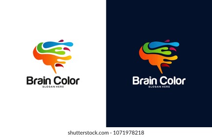 Brain Color logo designs concept vector, Brain Splash logo, Brain logo icon