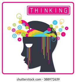 Brain in colorful design creative thinking