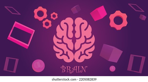 brain colorful illustration with 3d 