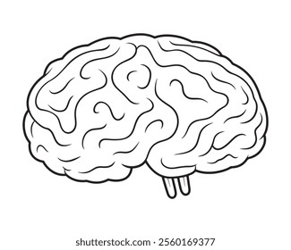 Brain coloring page vector illustration line art design