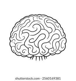 Brain coloring page vector illustration line art design