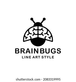 Brain combination with insect in white background, template vector logo design