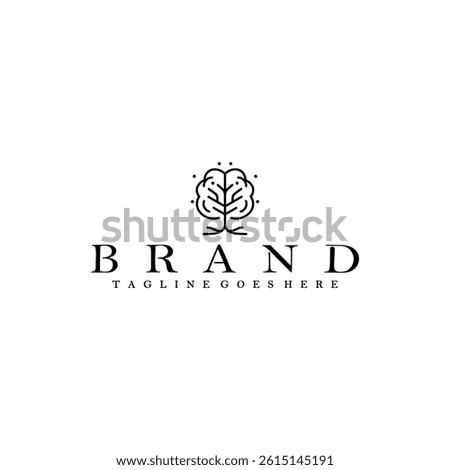 Brain combined with tree for science and education logo
