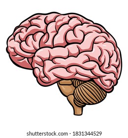 Brain. Comics Drawing. Vector Illustration
