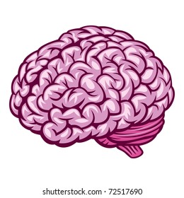 Brain. Comics Drawing. Vector Illustration