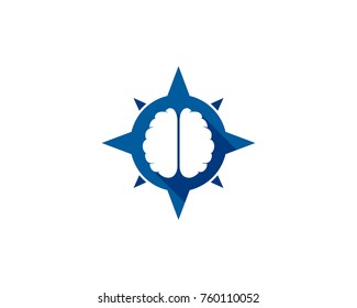 Brain Compass Icon Logo Design Element