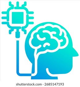 Brain Computer Interface Icon Element For Design