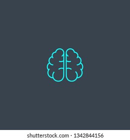 brain concept blue line icon. Simple thin element on dark background. brain concept outline symbol design. Can be used for web and mobile UI/UX