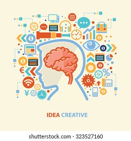 Brain concept design on old background,clean vector
