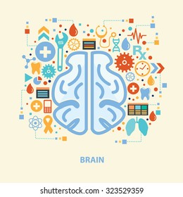 Brain concept design on old background,clean vector
