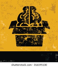 Brain concept design, yellow grunge vector