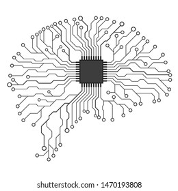 Brain Concept illustration. Circuit board printed circuit board. Vector